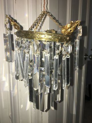 Small Antique Crystal Waterfall Chandelier