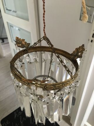 small antique crystal waterfall chandelier 3