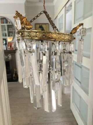 small antique crystal waterfall chandelier 4