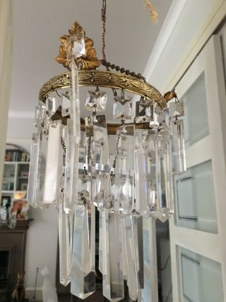 small antique crystal waterfall chandelier 5