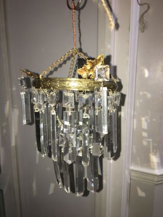 small antique crystal waterfall chandelier 7