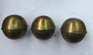 Vintage Set Of 3 Spun Brass Balls For Longcase Clocks Ect
