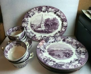 Antique Enoch Woods & Sons Old Baltimore Views Transfer Ware Dinner Set