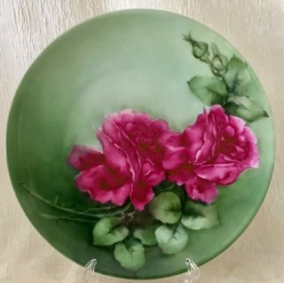 Antique Thomas Sevres Bavaria Art Noveau Roses Hand Painted Porcelain Plate