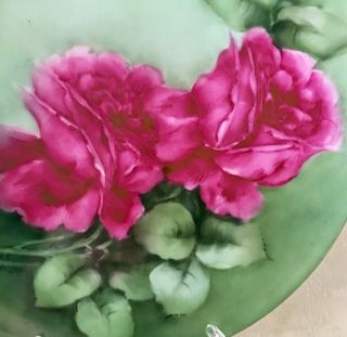 Antique Thomas Sevres Bavaria Art Noveau Roses Hand Painted Porcelain Plate 3