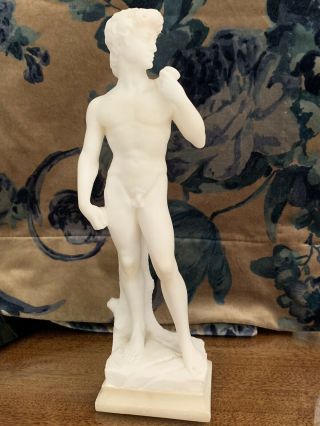 Vintage Italian Marble Sculpture Statue David Michelangelo 9”