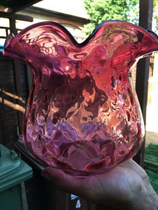 Antique English Duplex Cranberry Glass Oil Lamp Shade