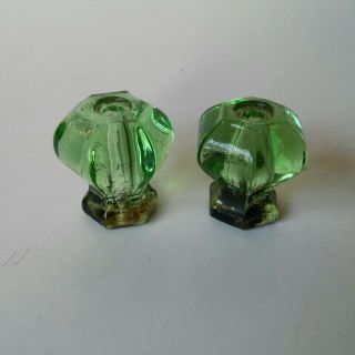 Vintage Green Uranium Glass 1 " Drawer Pulls
