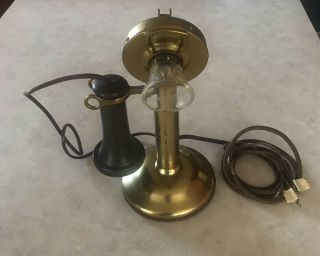Antique Western Electric Pat 1905 Candlestick Telephone Glass Mouthpiece 4