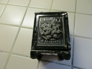 Old Small Security Safe Deposit Safe Antique Cast Iron Still Bank Toy -