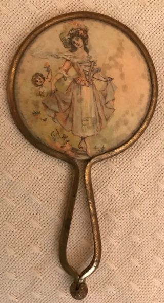 Vintage Antique Purse Doll Toy Mirror Celluloid Mother Child