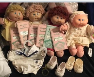 5 Vintage Cabbage Patch Kids Dolls & Clothing - Boy - Black - Preemie,