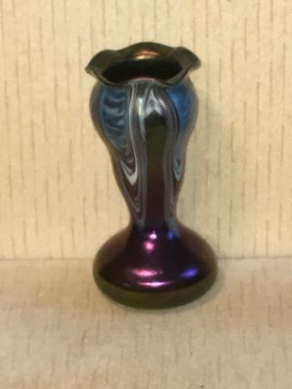 Large Antique Loetz Iridescent Art Glass Vase 6 1/2” 3