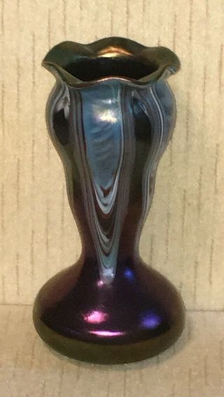 Large Antique Loetz Iridescent Art Glass Vase 6 1/2” 4