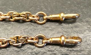 Antique Rose Rolled Gold Fancy Linked Double Albert Pocket Watch Chain By T,  H. 5