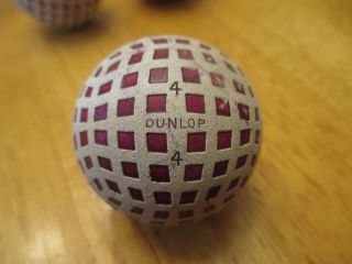 Antique Golf Ball " Dunlop 4 " Gutty Bramble Mesh Hickory Era Early 1900s