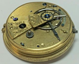 QUALITY ANTIQUE FUSEE POCKET WATCH MOVEMENT CIRCA 1870 3