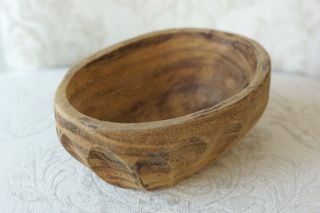 Vintage Primitive Hand Carved Wooden Trench Bowl 7 " X 5 " X 2.  5 "