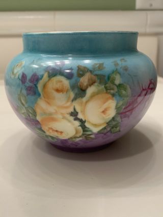 Antique Limoges Wg & Co William Guerin Vase Planter Cache Pot Hand Paint Signed