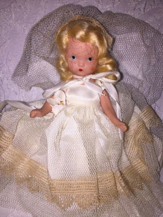 Vintage Nancy Ann Storybook Doll Bisque Wedding Doll Series 86? Ivory Netting