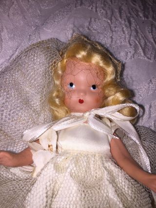 Vintage Nancy Ann Storybook DOLL BISQUE Wedding Doll Series 86? IVORY NETTING 2