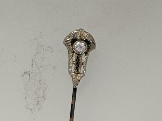 Antique Victorian 14k White Gold Diamond Stick Pin