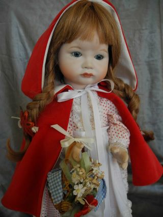 Red Riding Hood Collectible Doll Bisque Porcelain Vintage Antique