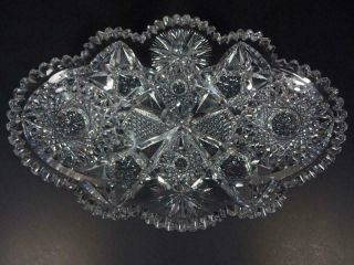 Antique Abp American Brilliant Period Crystal Glass 12 " X 8 " Oval Bowl