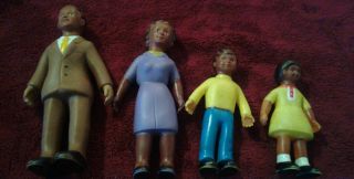 4 Vintage Marvel Education Figures Pliable African American Family (g)