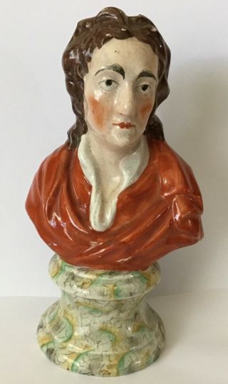 Antique Staffordshire Pottery Bust Of John Locke