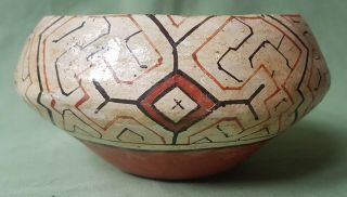 Antique Native South American Indian Pottery Bowl,  Shipibo People