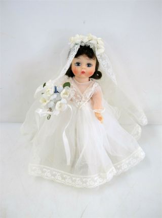 Vintage 1956 Madame Alexander Kin 8 " Bendable Knee Wendy Walker White Bride Doll