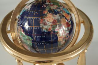Decorative Blue & Gold Mosaic Desk Globe with Integrated Compass 4
