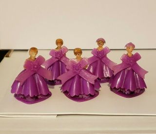 Vintage Wilton Midcentury Wedding Cake Toppers Bridesmaids Groomsmen Purple Pink 4
