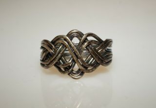 Antique Woven Celtic Knot Sterling Silver 925 Band Ring Size 5