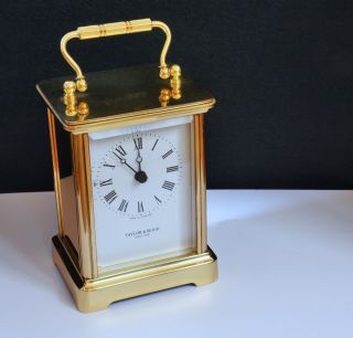 Heavy Vintage Brass & Glass Fronted Taylor & Bligh Quality Quartz Carriage Clock