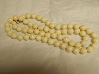 Antique Vintage Polished Round Bovine/bone Beads 29 " Necklace