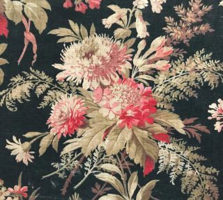 19th Century French Napoleon Iii Linen Cotton,  Pink Florals C1870 430