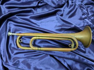 Antique Model 1893 U.  S.  Regulation Military Brass Bugle Bohemia Made