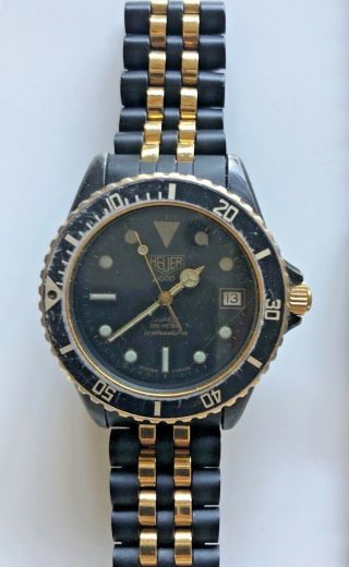 Vintage Heuer 1000 Diver Watch Pre Tag Submariner 984.  013l Black/gold