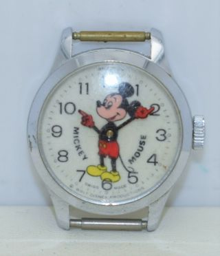 Vintage Mickey Mouse Wrist Watch ©walt Disney Bradley Swiss - Made Mechanical 62