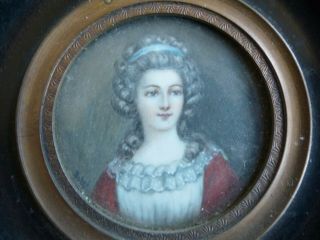 Antique Early 19th Century Miniature Portrait Of An Elegant Lady 1820 