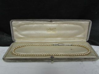 Vintage 17 " Batava La Tausca Pearl Necklace Velvet Case 1930 