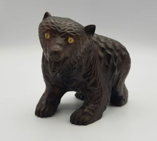 Antique Japanese Wooden Hand Carved Bear Black Forest Style C1900