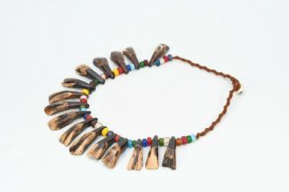 Animal Teeth Antique Tribal Necklace Shell Bead,  Naga Mala Pendant Ethnic Jewelry