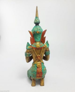 Thai Guardian Angel Theppanom Buddhist Sculpture Brass Statue Old Amulet 5