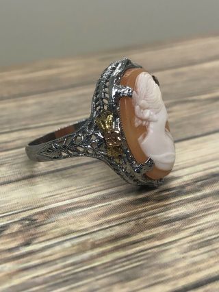1920’s Antique 14k Yellow & White Gold Cameo Ring Size 7
