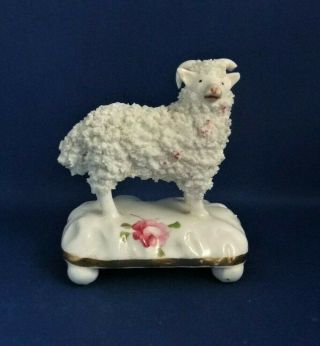 Antique 19thc Staffordshire Pottery Figure Of A Sheep / Ram C1835 - With Roses