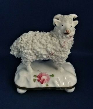 ANTIQUE 19THC STAFFORDSHIRE POTTERY FIGURE OF A SHEEP / RAM C1835 - WITH ROSES 2