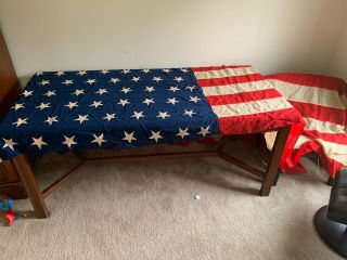 Huge 10 Foot Long Antique 46 Star U.  S.  Flag